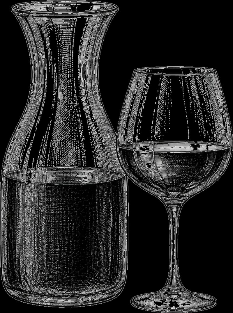Illustrazione di una caraffa e un calice di vino